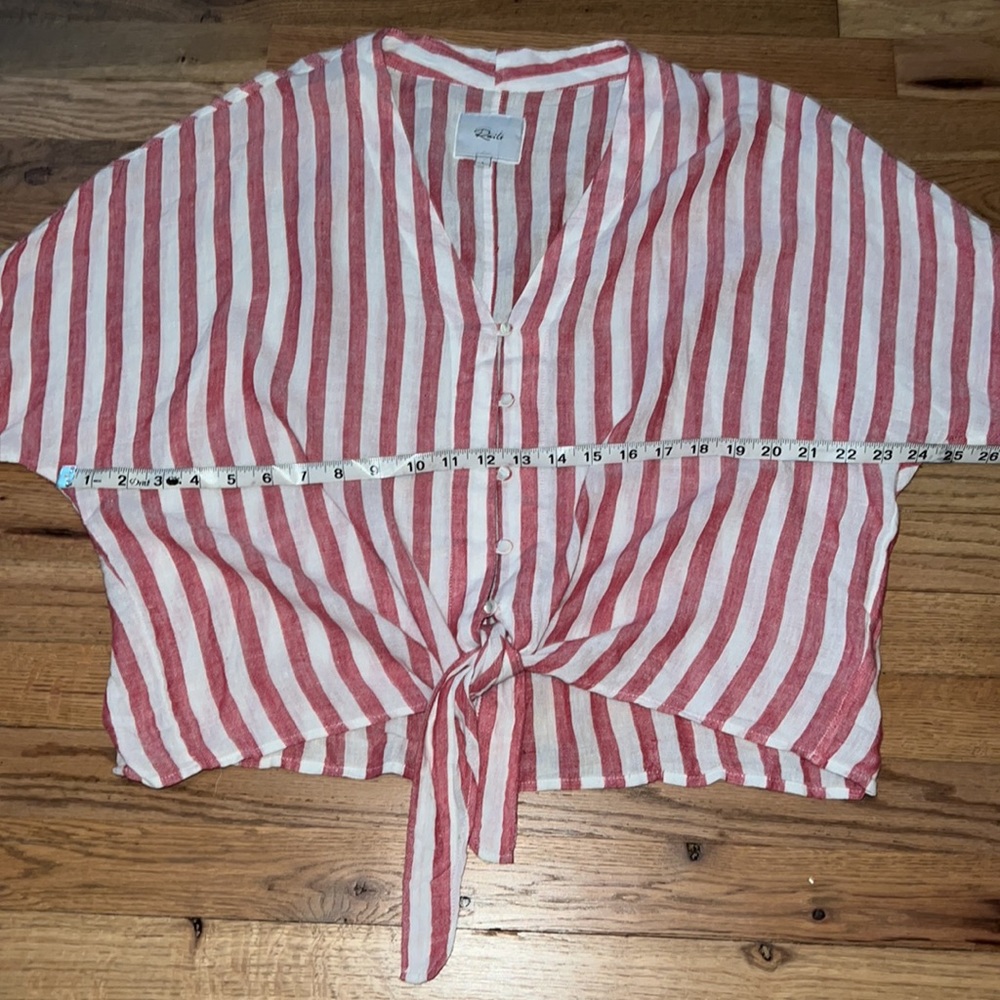 Rails. Red White Stripe Blouse Size L - image 5